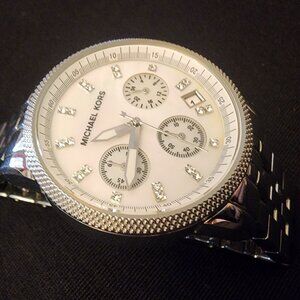 Michael Kors Silver Tone Watch with Crystal Accents